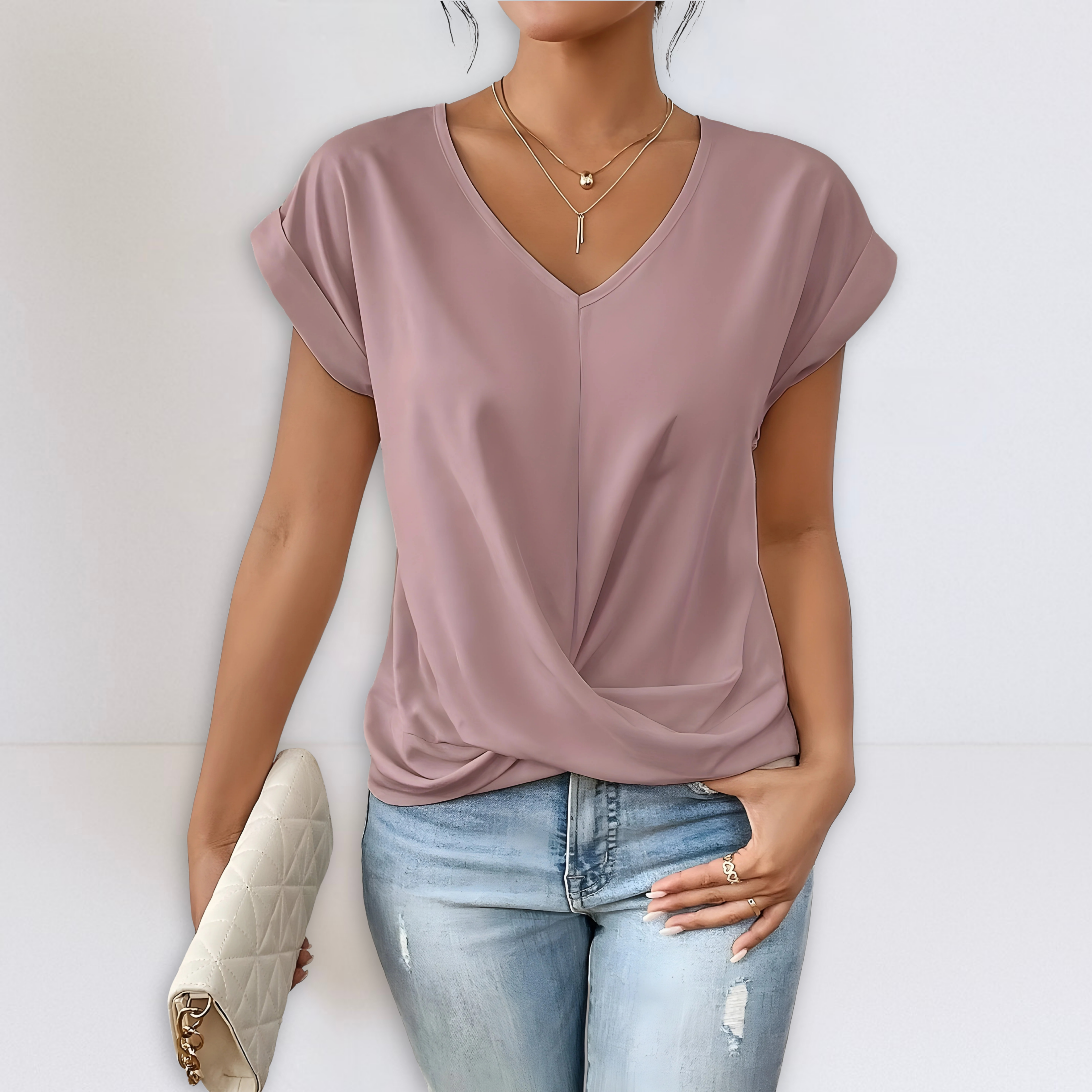 Maggie | Twist Front V-Neck Top
