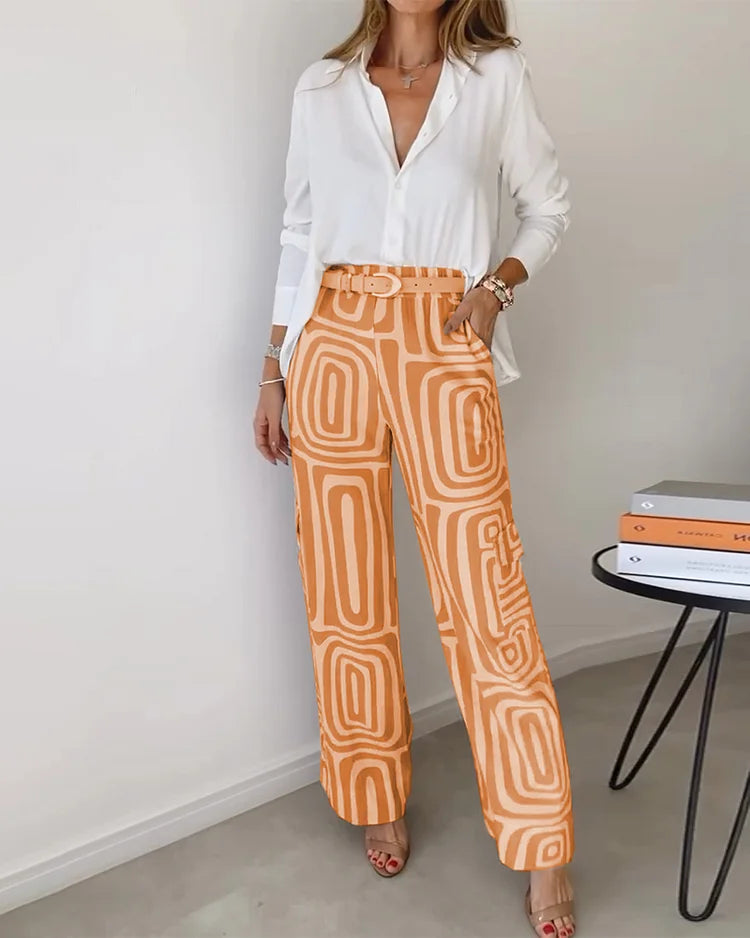 Avero™ | Elegant ensemble bukse - Inkluderer bluse og belte