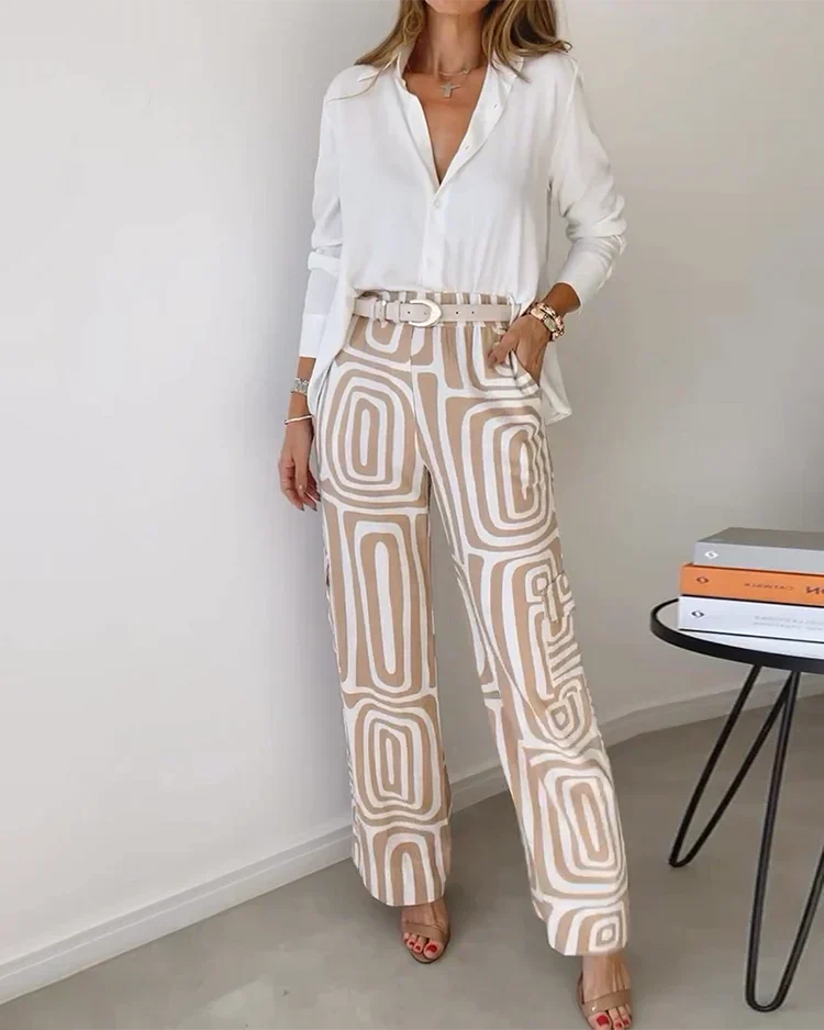 Avero™ | Elegant ensemble bukse - Inkluderer bluse og belte