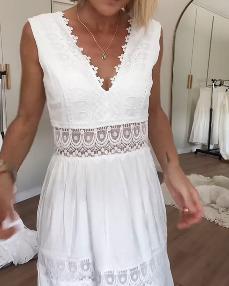Paula™ | Maxikjole med blondekanter i boho-stil