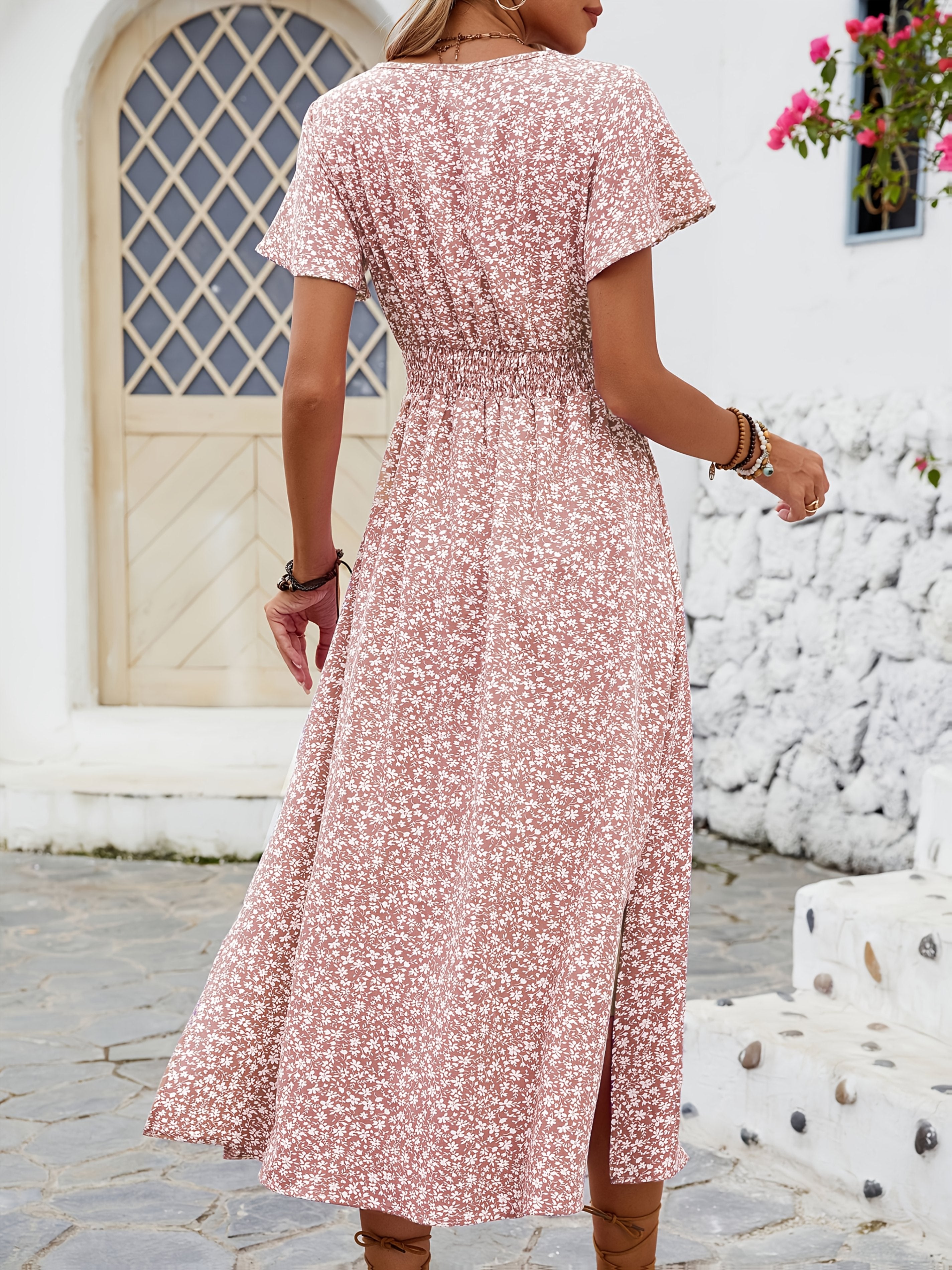 Lina | Blomstrete maxikjole V‑hals