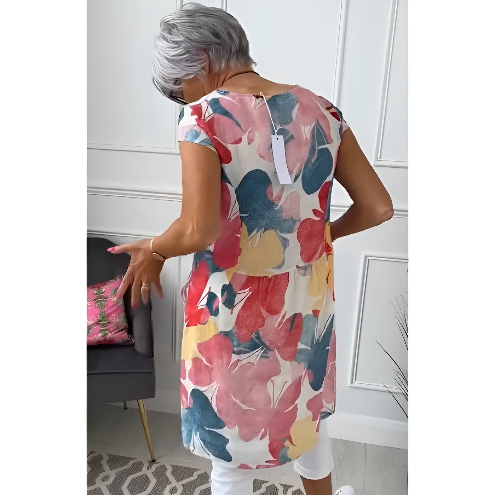 Mailin™ | Løs Tunika-Kjole med Floral Touch
