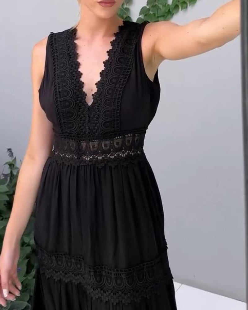 Paula™ | Maxikjole med blondekanter i boho-stil