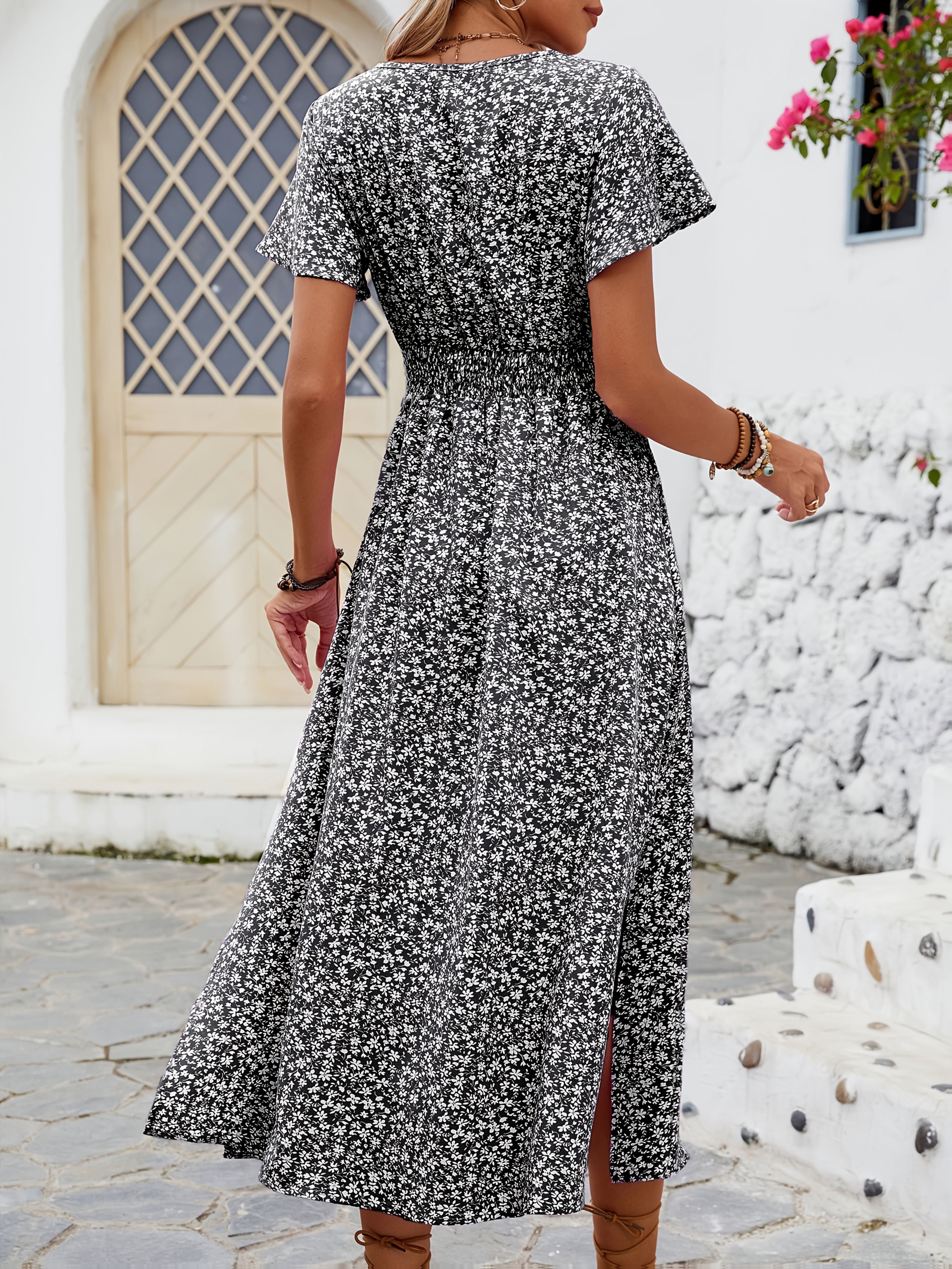 Lina | Blomstrete maxikjole V‑hals