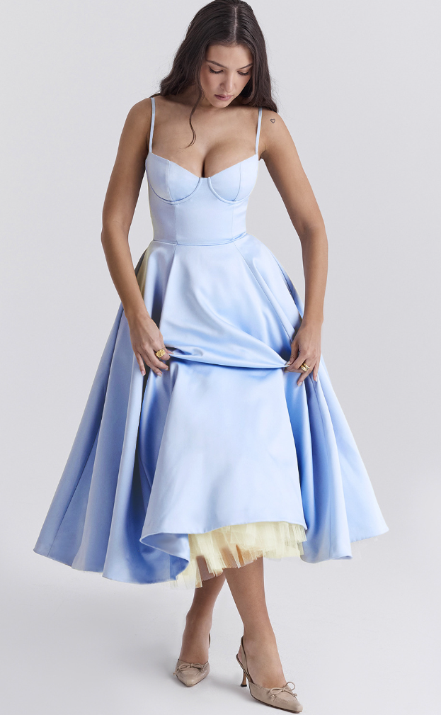 Julia™ | Satinert Bustier-Midikjole