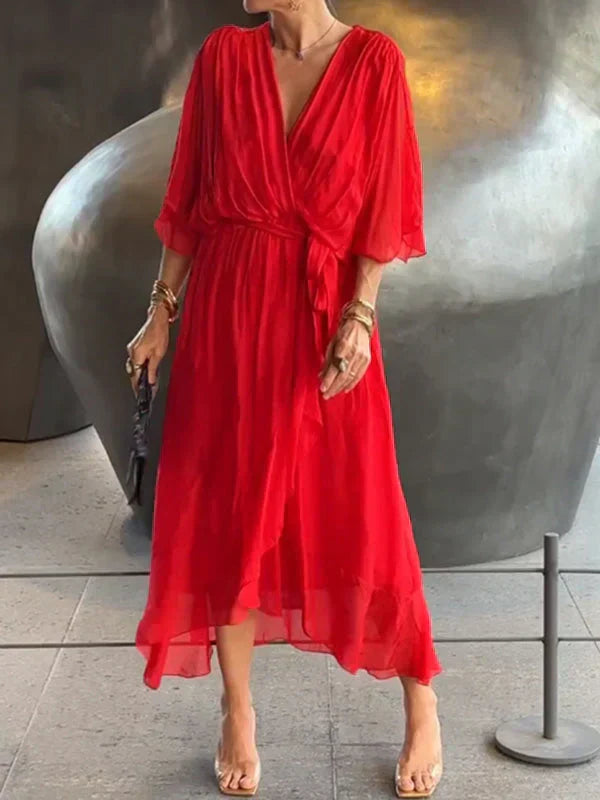 Aurora™ | Chiffon-Midikjole med innpakningsdesign