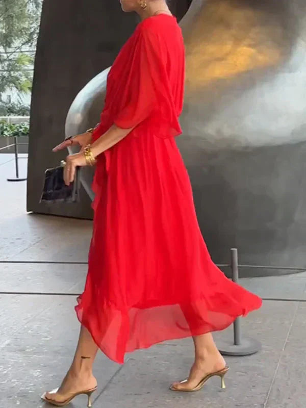 Aurora™ | Chiffon-Midikjole med innpakningsdesign