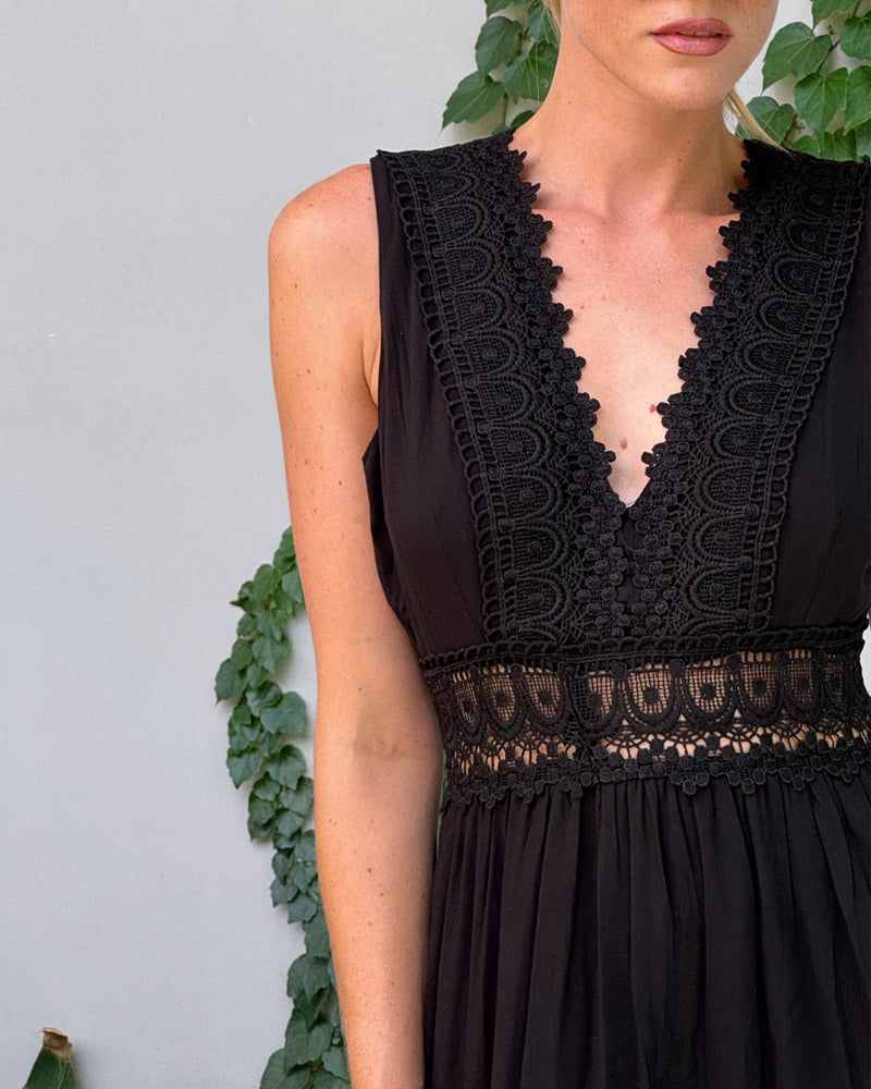 Paula™ | Maxikjole med blondekanter i boho-stil