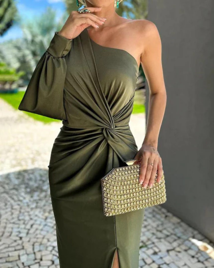 Clarisse™ | One-Shoulder Drapert Kjole