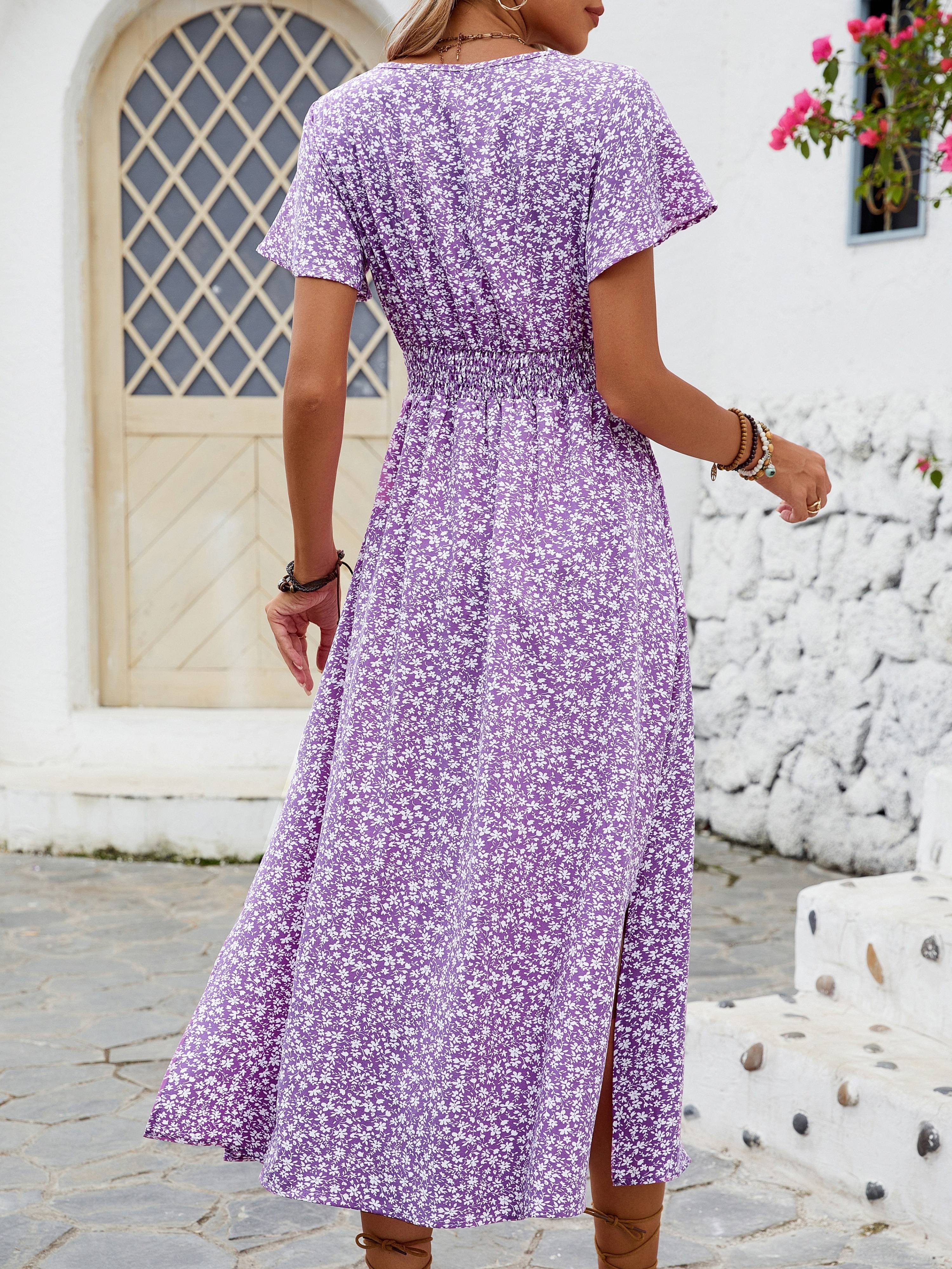 Lina | Blomstrete maxikjole V‑hals
