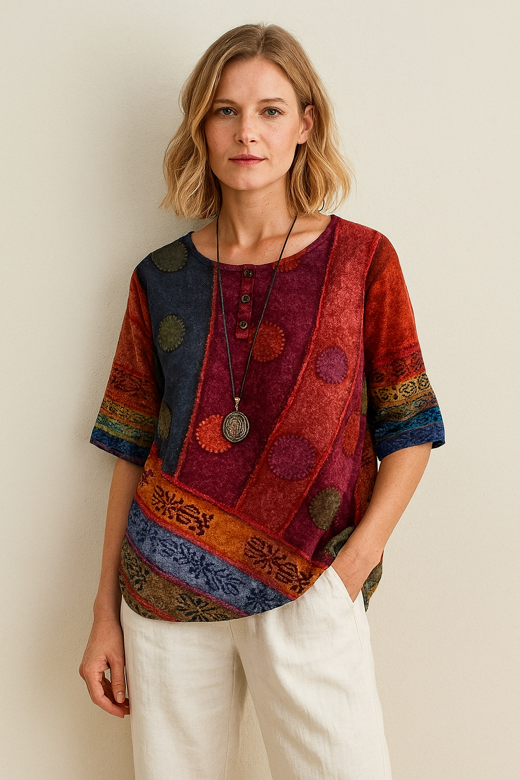 Line™ - Myk topp med kunstnerisk trykk