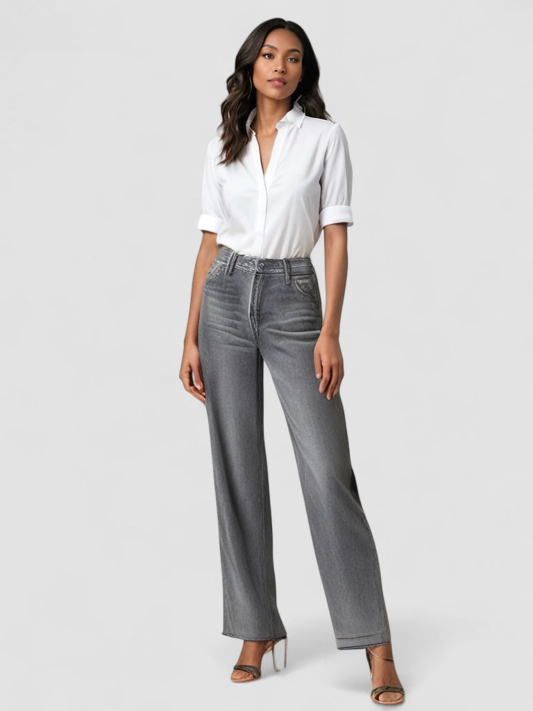 Aveline™ | Harmaat Leveät Farkut