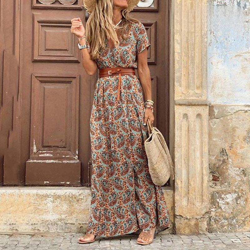 Marlene™ | Hippie-maxikjole med paisley-mønster