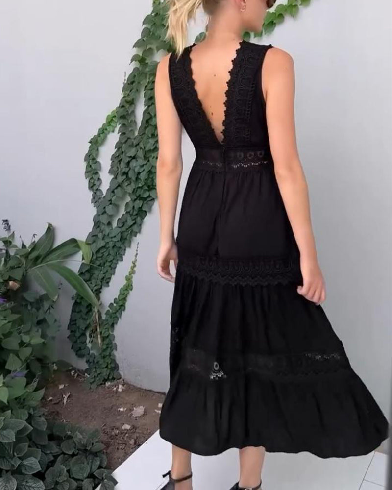 Paula™ | Maxikjole med blondekanter i boho-stil