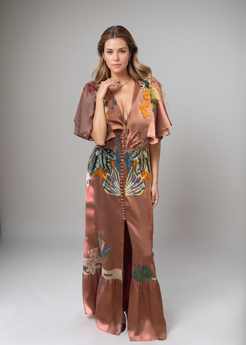 Zoe™ | Bestikket Boho-Maxikjole