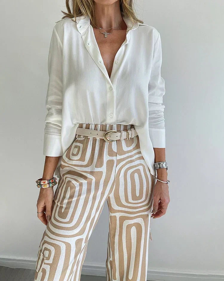 Avero™ | Elegant ensemble bukse - Inkluderer bluse og belte