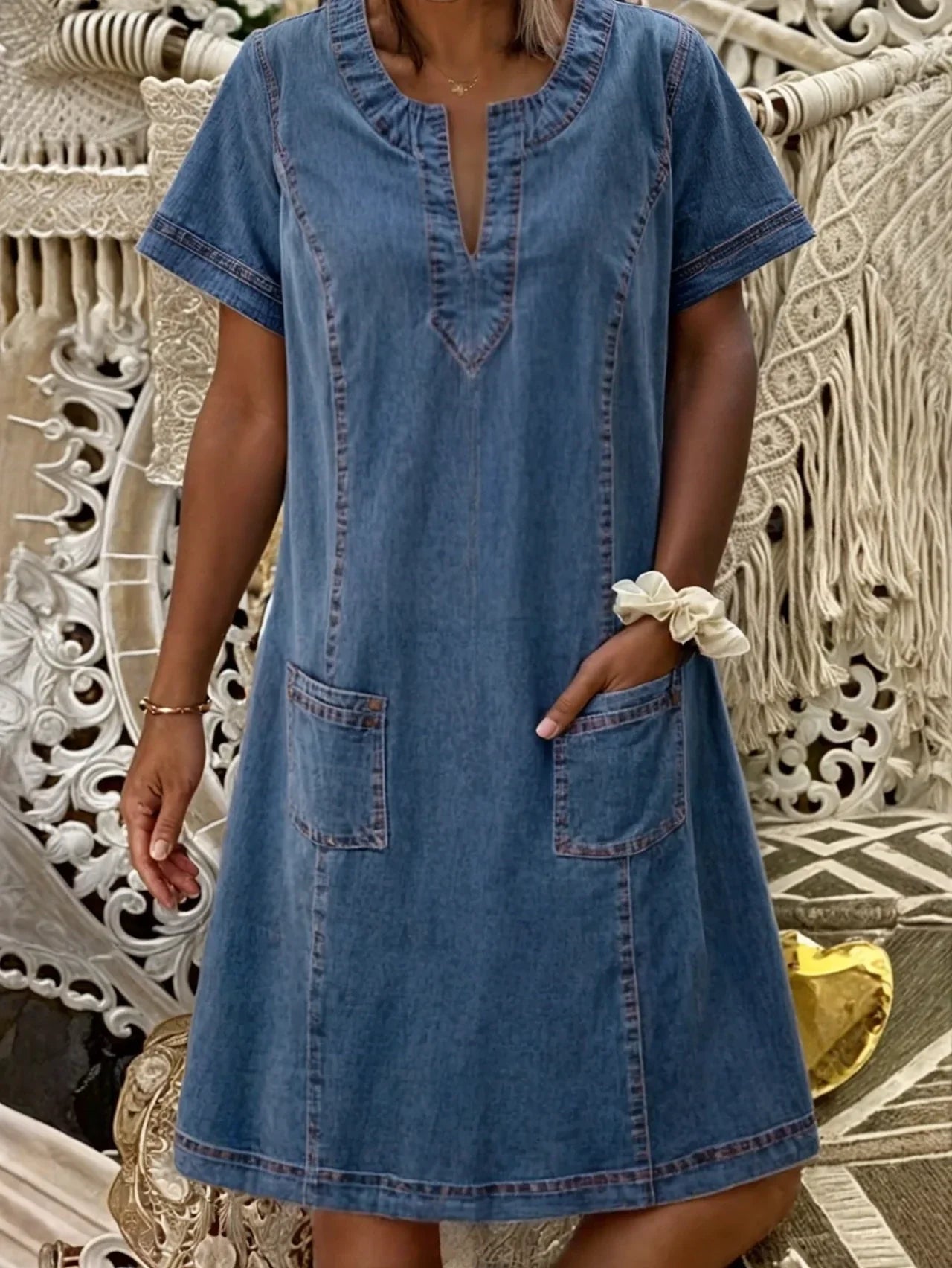 Raquel™ | Jeans-Tunikakjole med lommer