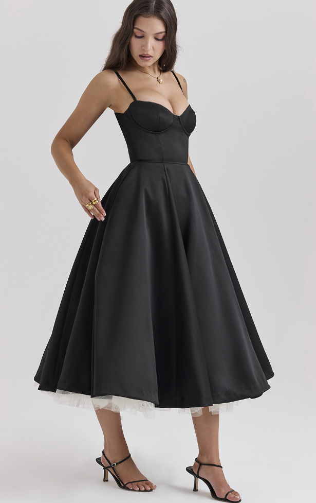 Julia™ | Satinert Bustier-Midikjole