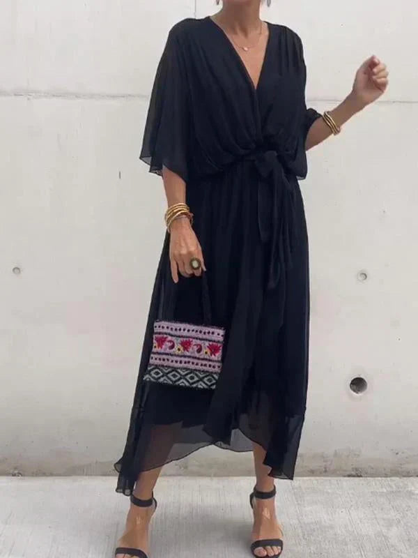 Aurora™ | Chiffon-Midikjole med innpakningsdesign
