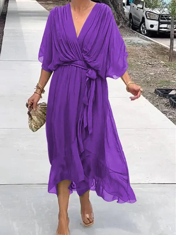 Aurora™ | Chiffon-Midikjole med innpakningsdesign