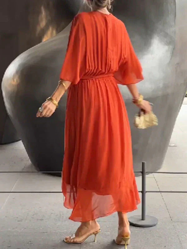 Aurora™ | Chiffon-Midikjole med innpakningsdesign
