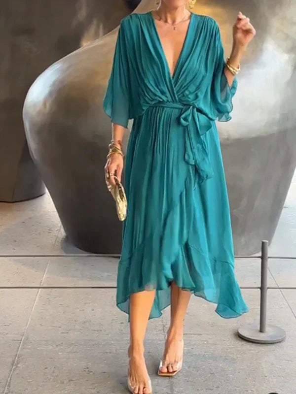 Aurora™ | Chiffon-Midikjole med innpakningsdesign